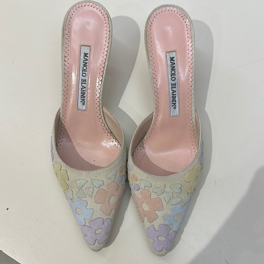 Manolo Blahnik Pastel Floral Women's Shoes